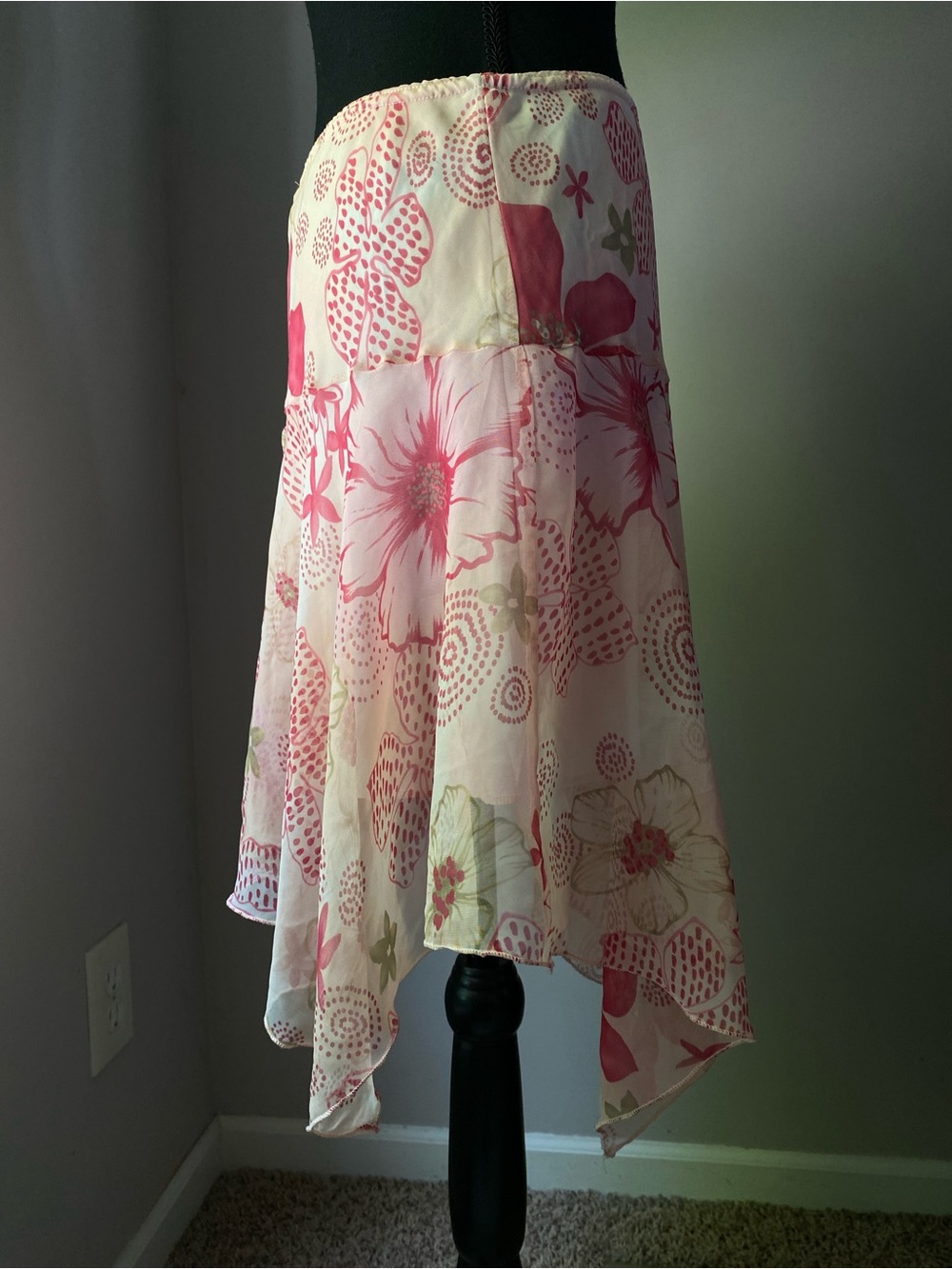 Exact Change Vintage Whimsy Fairycore Asymmetrical Floral large Y2K mini skirt - Picture 7 of 7